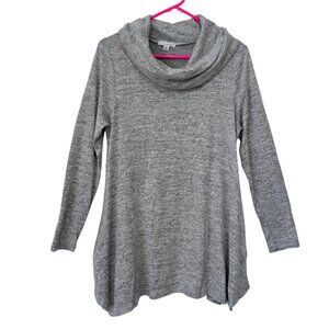 Erin London Women's Grey Heathered Long Sleeve Cowl Neck Shirt w. Pockets Medium